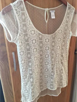 Aerie Pretty Luxuries Lace Shirt Top Blouse Size XS Extra Small thumbnail 2