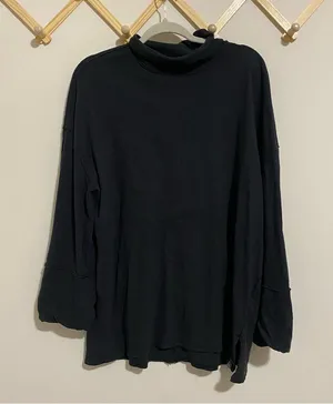 We the Free Navy Blue Long Sleeve Mock Neck Top size Medium thumbnail 1