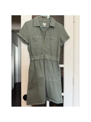 J.Crew Utility Shirt Dress‎ Size 8 Green Zip Front thumbnail 4