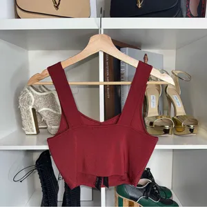 Banana Republic Sculpted Knit Crop Top In Burgundy Womens Small New NWT $70 thumbnail 3