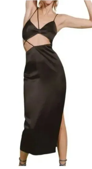Zara Black Cut Out Midi Dress thumbnail 1