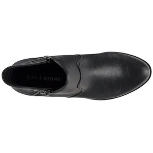 NWT Sun + Stone Womens Adelinee Faux Leather Ankle Boots 10017856000 Black 5M thumbnail 3
