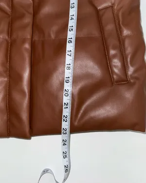 Maurices Faux Leather Vest Cognac Brown Collared Puffer thumbnail 10