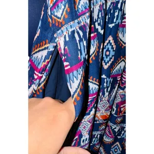 Old Navy A-Line Southwestern Midi Dress Tiered Womens Sz L Bubble Sleeve Smocked thumbnail 9