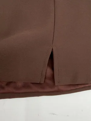 Cider Mini Skirt Womens L Chocolate Brown Mid Rise Split Lined Casual Fall NEW thumbnail 3