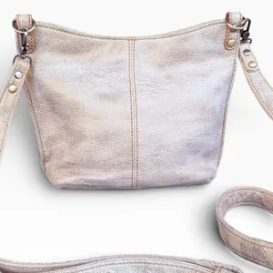 HOBO White/Ivory Gold Patina Leather Small Crossbody Bag Purse Adjustable Strap thumbnail 2