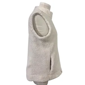 Calvin Klein Women's Sherpa Fleece Vest Cream Full Zip Mock Neck Large Teddy‎ thumbnail 2