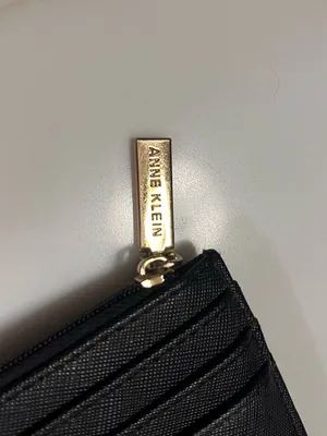 ANNE KLEIN Mini Wallet Card Id Holder Money Fold Black Leather EUC thumbnail 3