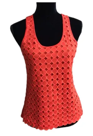J. Crew Womens Tank Top Size XS Orange Eyelet‎ Dot Sleeveless 76808 thumbnail 1