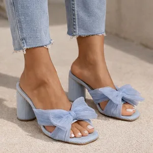 Blue Mules with Decorative Bow Size 6 thumbnail 1
