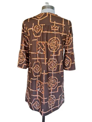 Jude Connally Kerry Bamboo Lattice Brown Jude Cloth Swing Dress Large thumbnail 3