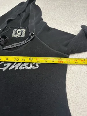 G by Guess Black Pullover Graphic Hoodie Sweatshirt Women's Size XL streetwear thumbnail 6