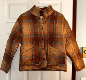 Quilted plaid light weight jacket Tan Size XS thumbnail 1