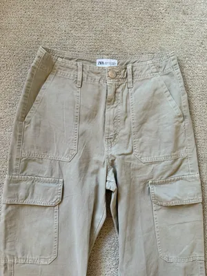 ZARA Tan Cargo Pants thumbnail 4