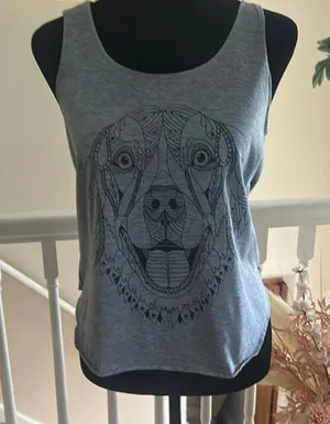 Gray Dog Graphic Tank Top thumbnail 1