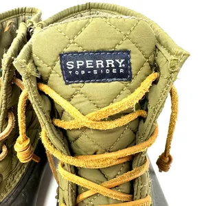 Sperry size 10 women's quilted duck boots waterproof rubber boot‎ green black thumbnail 5
