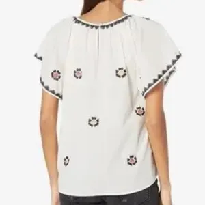 Madewell Embroidered Cross-Stitch Peasant Top White XXS NA322 thumbnail 14