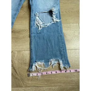 EUC We the Free People Jeans Womens Holes Knees Wide Distressed Button Fly sz 28 thumbnail 5