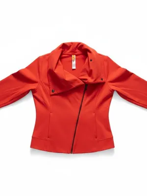 Lucy Hatha Asymmetrical Moto Zip Jacket Red XS thumbnail 2