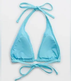 NWT Aerie Terry Floral Big Sur Turquoise Blue Triangle Bikini Top Size Large thumbnail 2