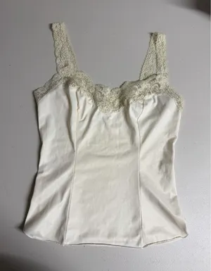 Van Raalte Vintage Tank Top Lace Trim Slip‎ Retro 1980's Lingerie Coquette thumbnail 1