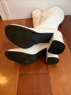 Funtasma Size 6 White Vegan Patent Knee-High Block Heel Gogo Boots thumbnail 6