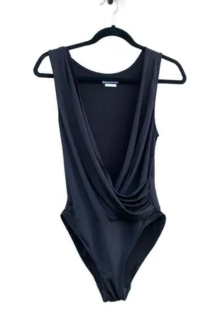 Out From Under Urban Outfitters Drape Front Black Tank Bodysuit Medium thumbnail 1