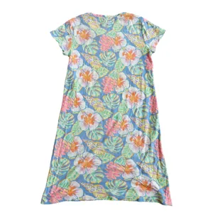 Vineyard Vines Womens Tropical Floral Seashell Cotton T-Shirt Dress Blue XS thumbnail 3