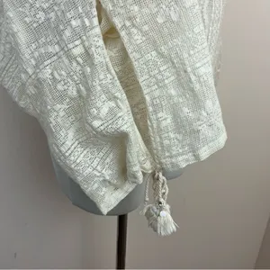 Anthropologie Vineet Bahl Iona Peasant Top Cream Lace Crochet M thumbnail 6