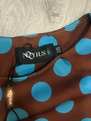 MOOYIUS Sleeveless Brown Midi‎ Dress with Light Blue Polka Dots thumbnail 5