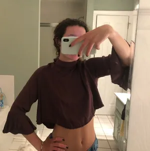 Don't Ask Why Pink Flare Long Sleeve Crop Top thumbnail 1