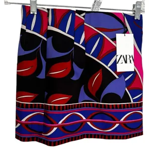 Zara Short Skirt With Print Multicolored Size Small thumbnail 3