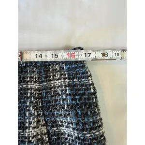 LOFT Plaid Tweed Mini‎ Skirt Blue Black White Lined Sz 12 Preppy Academia thumbnail 5