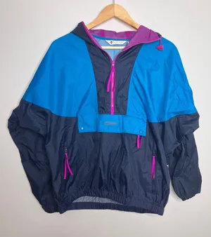 Columbia Windbreaker Womens L Blue Excellent Vintage 90s Colorblock Half Zip thumbnail 1