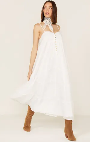 NWT Show Me Your Mumu Gracie White Tiered Midi Dress XS thumbnail 1