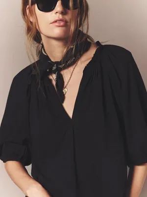 Xirena Black Puff Sleeves Jules Top Size Medium thumbnail 8