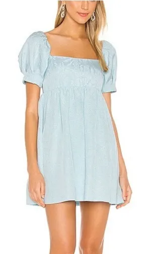 Alice + Olivia baby blue mini puff sleeve baby doll dress sz 6 thumbnail 1