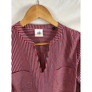 CAbi #5335 Franklin Red Striped Popover Blouse size small thumbnail 4