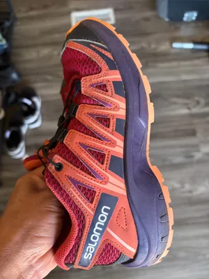 Salomon XA Pro J Women's Trail Running Shoes Size 2 US Red,melon,purple thumbnail 4