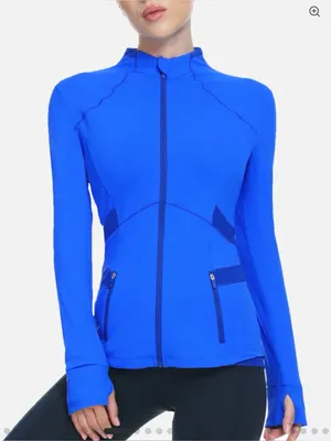 Queenieke Cobalt Blue Athletic Fitted Zip Up Jacket - size M - MSPR $39.99!! thumbnail 1