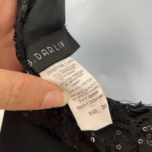 B.Darlin Sequin Tiered Cocktail Dress Sz 3/4 Y2K Glam HOCO Party Holiday Black thumbnail 8