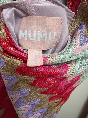 Show Me Your MuMu Monte Carlo Crochet Knit Romper Mini Dress in Riviera Zigzag M thumbnail 9