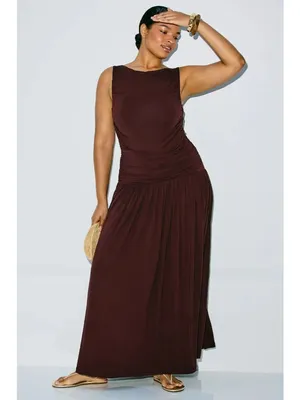 Summer Away Patmos Dress in Dark Walnut Small Womens Long Maxi thumbnail 11