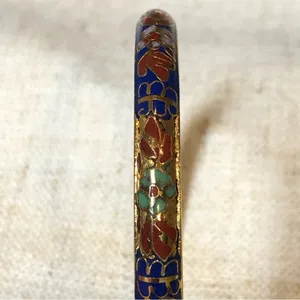Vintage cloisonné blue hinged bangle bracelet thumbnail 5