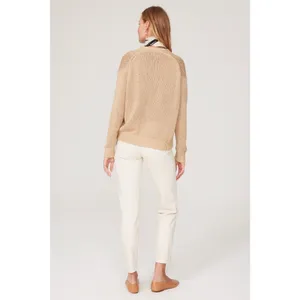 POLO RALPH LAUREN Brown Linen Knit Button Front Cardigan Sweater Size Large thumbnail 3