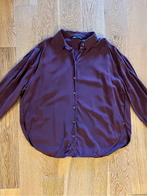 Zara Plum Button-Up Shirt gently worn 100% modal thumbnail 3