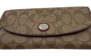 Coach Signature C Flap Brown Coated Canvas Wallet thumbnail 1