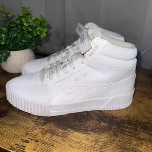 Puma Carina Mid White Sneakers Womens 7.5 Platform High Top Athletic Shoes thumbnail 3