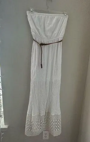 White lace strapless maxi dress Size M thumbnail 1