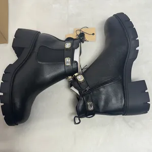 Stylish Black Ankle Boots with Gem Details Size 9 thumbnail 2